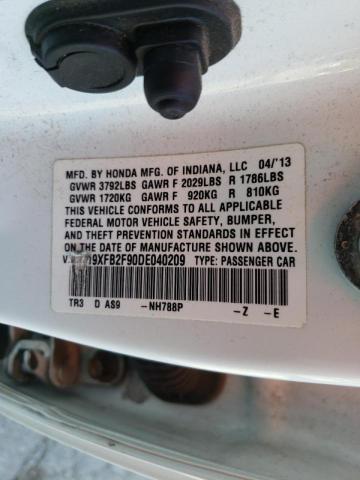 Photo 10 from auction – 2013 HONDA CIVIC EXL with VIN 19XFB2F90DE040209