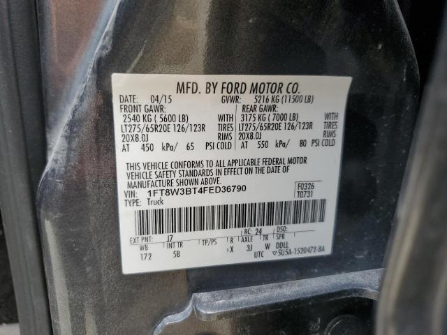 Photo 10 from auction – 2015 FORD F350 SUPER with VIN 1FT8W3BT4FED36790