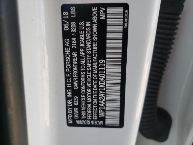 Photo 10 from auction – 2019 PORSCHE CAYENNE with VIN WP1AA2AY1KDA01119