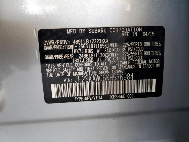 Photo 10 from auction – 2019 SUBARU FORESTER T with VIN JF2SKAWC6KH536984