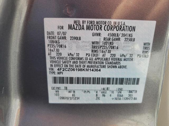 Photo 10 from auction – 2008 MAZDA TRIBUTE S with VIN 4F2CZ06198KM14364