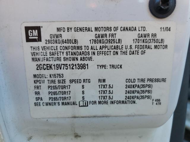 Photo 10 from auction – 2005 CHEVROLET SILVERADO with VIN 2GCEK19V751213981
