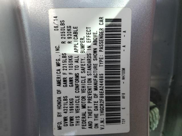 Photo 10 from auction – 2014 HONDA ACCORD EXL with VIN 1HGCR2F86EA244685