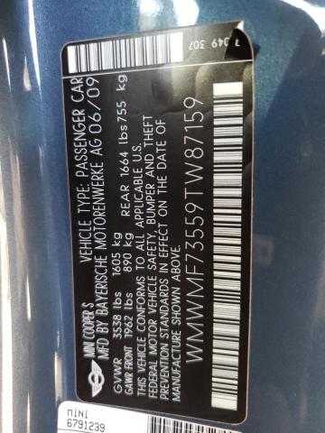 Photo 10 from auction – 2009 MINI COOPER S with VIN WMWMF73559TW87159