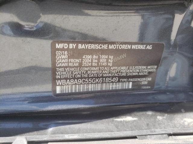 Photo 10 from auction – 2016 BMW 320 I with VIN WBA8A9C55GK618549
