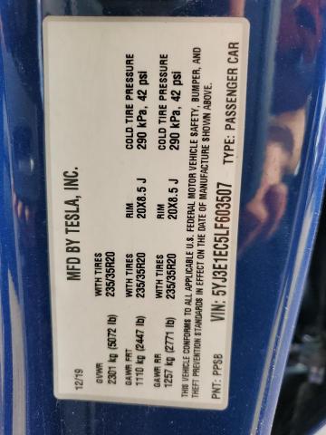Photo 10 from auction – 2020 TESLA MODEL 3 with VIN 5YJ3E1EC5LF603507