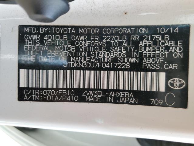 Photo 10 from auction – 2015 TOYOTA PRIUS with VIN JTDKN3DU7F0417228