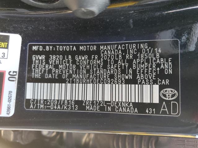Photo 10 from auction – 2014 TOYOTA COROLLA L with VIN 2T1BURHE0EC092693
