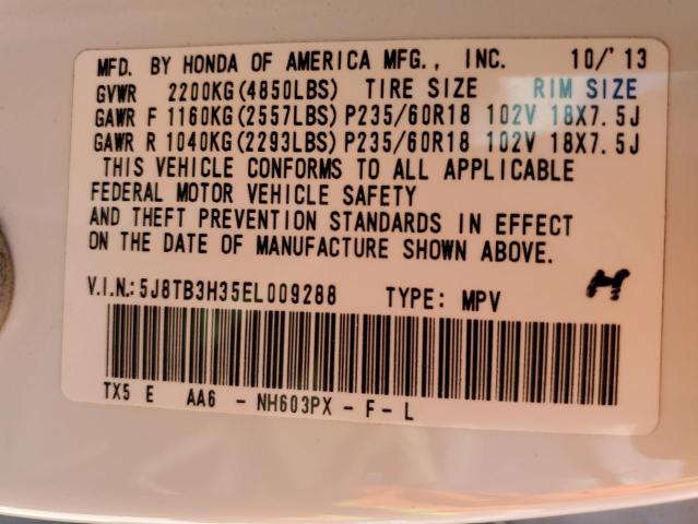 Photo 10 from auction – 2014 ACURA RDX with VIN 5J8TB3H35EL009288