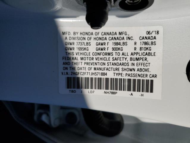 Photo 10 from auction – 2018 HONDA CIVIC EX with VIN 2HGFC2F71JH571884