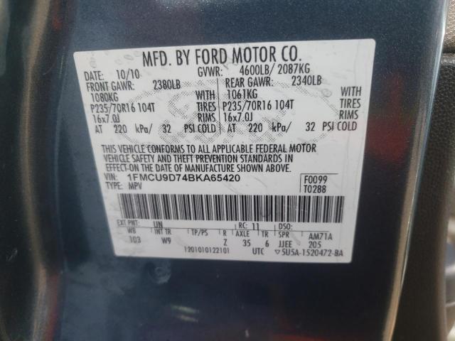 Photo 10 from auction – 2011 FORD ESCAPE XLT with VIN 1FMCU9D74BKA65420
