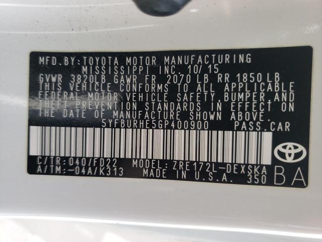 Photo 10 from auction – 2016 TOYOTA COROLLA L with VIN 5YFBURHE5GP400900