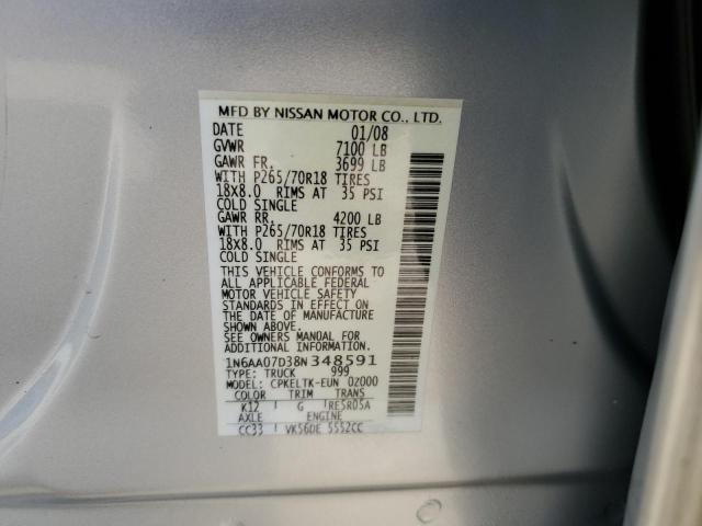Photo 10 from auction – 2008 NISSAN TITAN XE with VIN 1N6AA07D38N348591