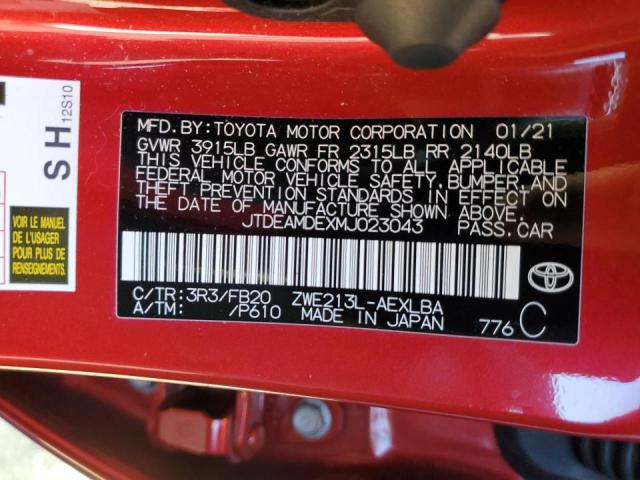 Photo 10 from auction – 2021 TOYOTA COROLLA LE with VIN JTDEAMDEXMJ023043