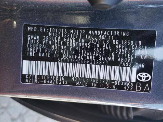 Photo 10 from auction – 2015 TOYOTA COROLLA L with VIN 5YFBURHE6FP212871