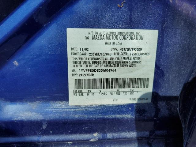 Photo 10 from auction – 2003 MAZDA 6 S with VIN 1YVFP80D835M04964