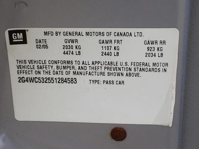 Фото 10 с аукциона – 2005 BUICK LACROSSE C с VIN 2G4WC532551284583