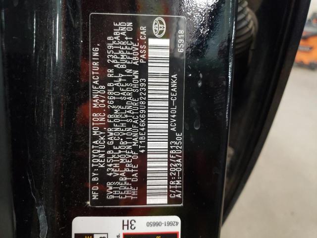 Photo 10 from auction – 2009 TOYOTA CAMRY BASE with VIN 4T1BE46K69U822393