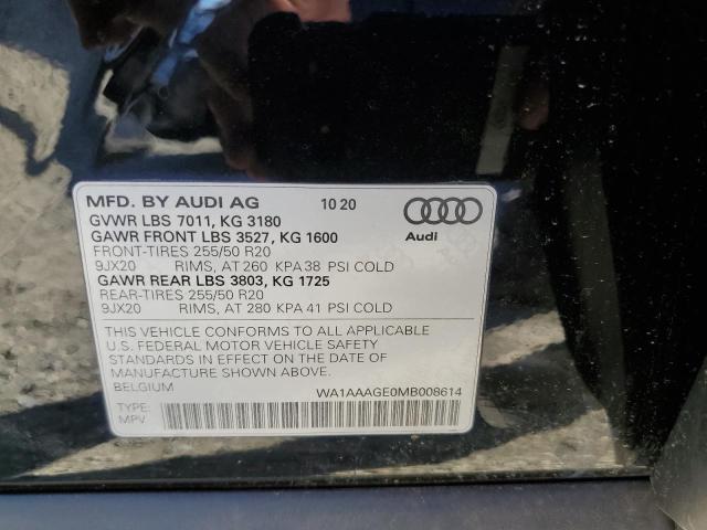 Photo 10 from auction – 2021 AUDI E-TRON PRE with VIN WA1AAAGE0MB008614