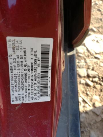 Photo 10 from auction – 2005 HONDA CR-V EX with VIN JHLRD78835C033758