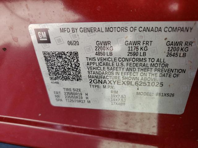 Photo 10 from auction – 2020 CHEVROLET EQUINOX PR with VIN 2GNAXYEX9L6251025