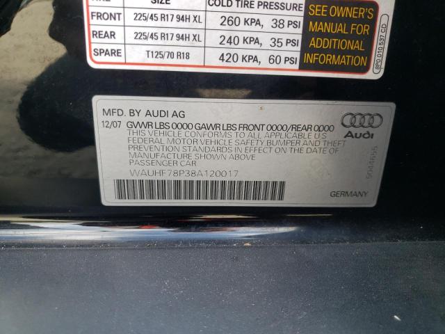 Photo 10 from auction – 2008 AUDI A3 2.0 with VIN WAUHF78P38A120017