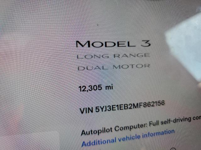 Photo 8 from auction – 2021 TESLA MODEL 3 with VIN 5YJ3E1EB2MF862156