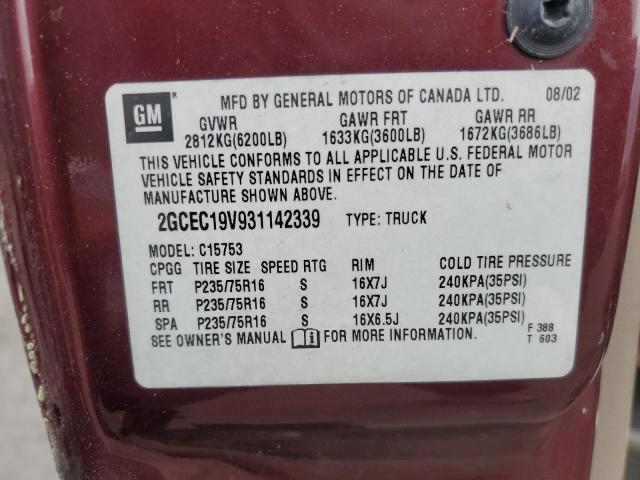 Photo 10 from auction – 2003 CHEVROLET SILVERADO with VIN 2GCEC19V931142339