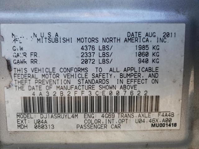 Photo 10 from auction – 2012 MITSUBISHI GALANT FE with VIN 4A32B2FF3CE007622