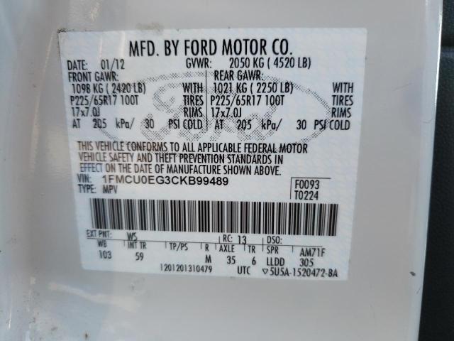 Photo 10 from auction – 2012 FORD ESCAPE LIM with VIN 1FMCU0EG3CKB99489