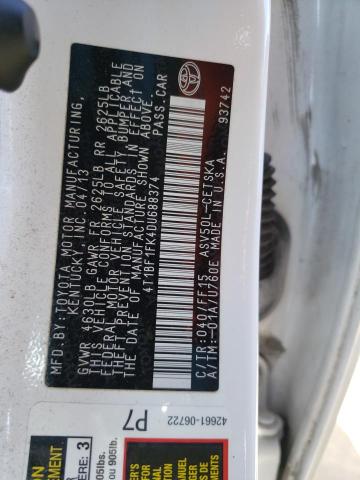 Photo 10 from auction – 2013 TOYOTA CAMRY L with VIN 4T1BF1FK4DU688374
