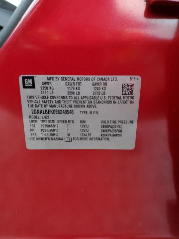 Photo 10 from auction – 2014 CHEVROLET EQUINOX LT with VIN 2GNALBEK0E6248546