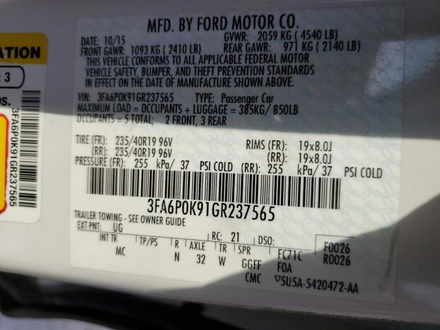 Photo 10 from auction – 2016 FORD FUSION TIT with VIN 3FA6P0K91GR237565