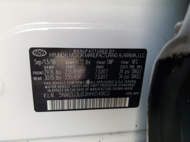Photo 10 from auction – 2017 HYUNDAI SANTA FE S with VIN 5NMZU3LB3HH014903