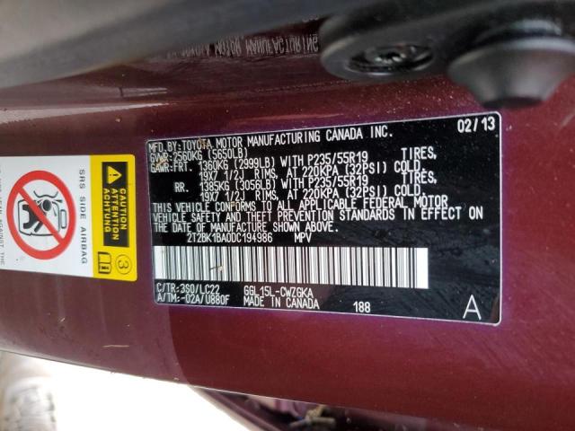 Photo 10 from auction – 2013 LEXUS RX 350 BAS with VIN 2T2BK1BA0DC194986