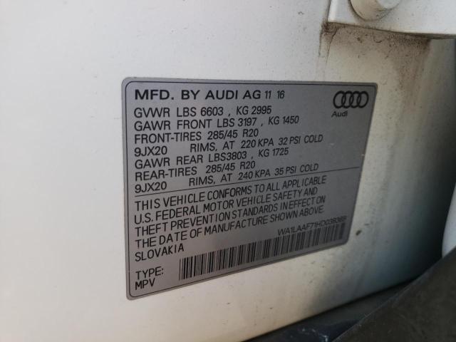 Photo 10 from auction – 2017 AUDI Q7 PREMIUM with VIN WA1LAAF71HD038369