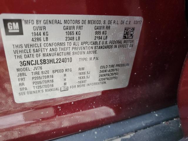 Photo 10 from auction – 2017 CHEVROLET TRAX 1LT with VIN 3GNCJLSB3HL224010