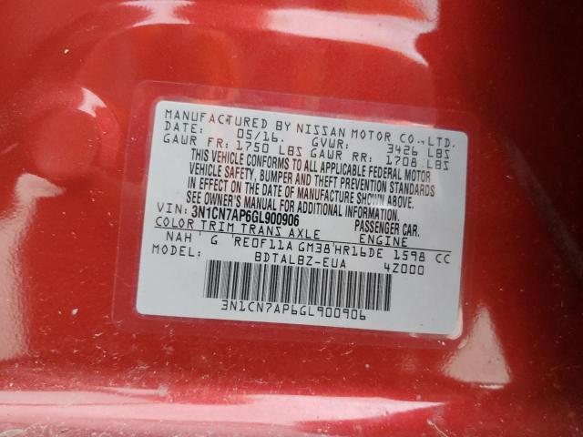 Photo 10 from auction – 2016 NISSAN VERSA S with VIN 3N1CN7AP6GL900906