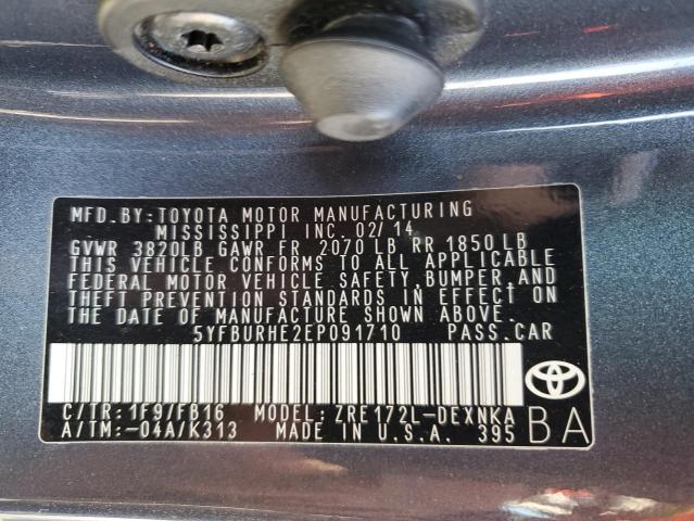Photo 10 from auction – 2014 TOYOTA COROLLA L with VIN 5YFBURHE2EP091710