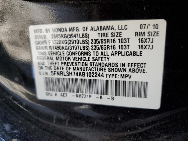 Photo 10 from auction – 2010 HONDA ODYSSEY EX with VIN 5FNRL3H74AB102244