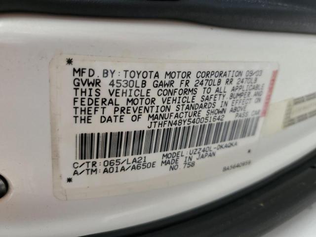 Photo 10 from auction – 2004 LEXUS SC 430 with VIN JTHFN48Y540051642