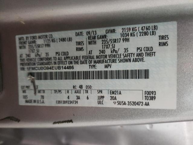 Photo 10 from auction – 2014 FORD ESCAPE SE with VIN 1FMCU0G94EUB14486