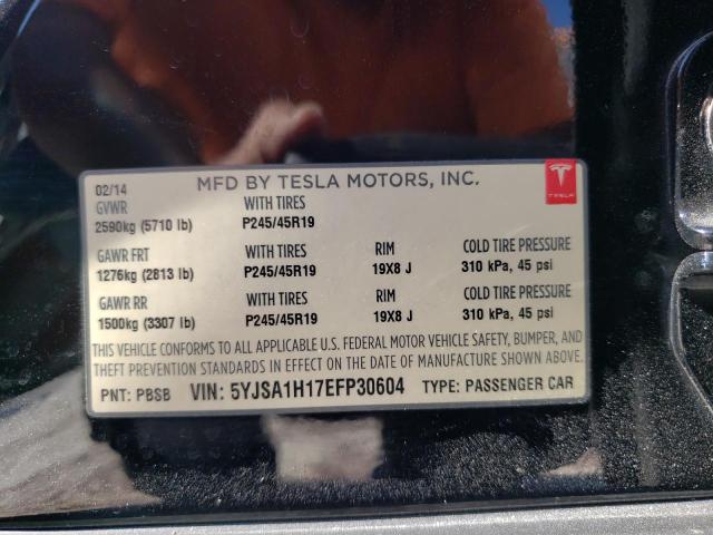 Photo 10 from auction – 2014 TESLA MODEL S with VIN 5YJSA1H17EFP30604
