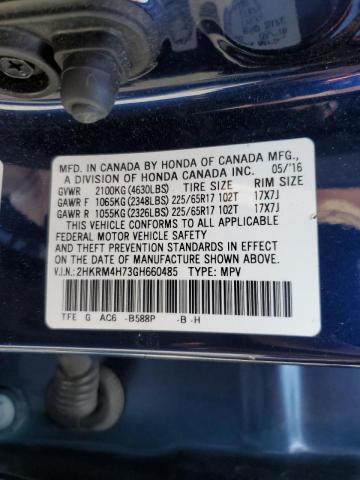 Photo 10 from auction – 2016 HONDA CR-V EXL with VIN 2HKRM4H73GH660485