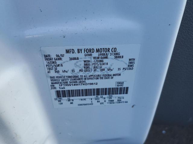 Photo 10 from auction – 2007 FORD F150 SUPER with VIN 1FTRW14W17KD19612