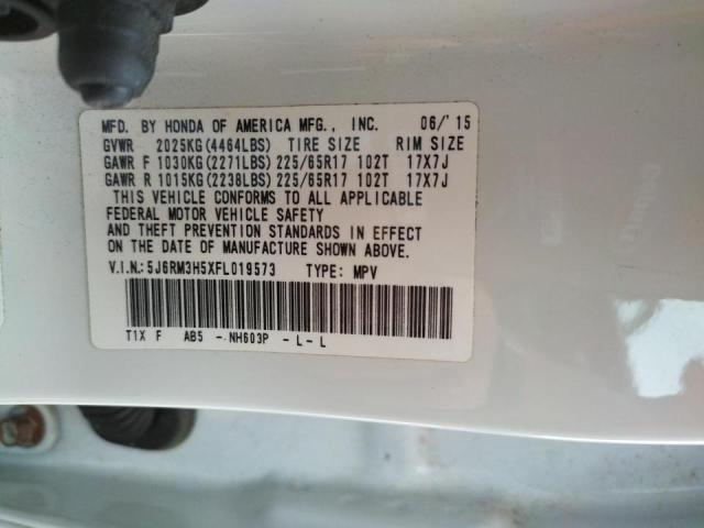 Photo 10 from auction – 2015 HONDA CR-V EX with VIN 5J6RM3H5XFL019573