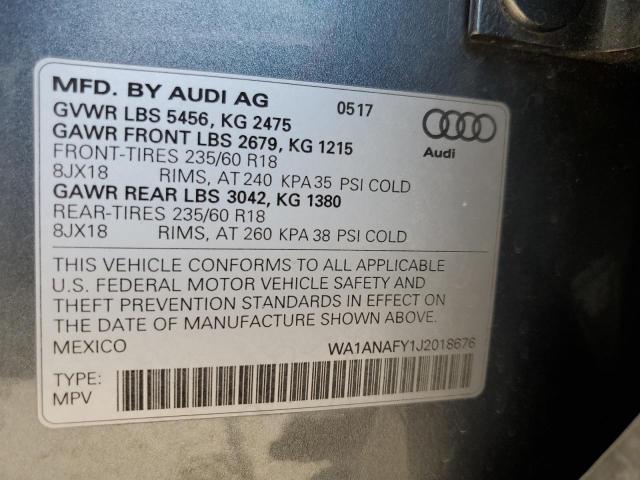 Photo 10 from auction – 2018 AUDI Q5 PREMIUM with VIN WA1ANAFY1J2018676