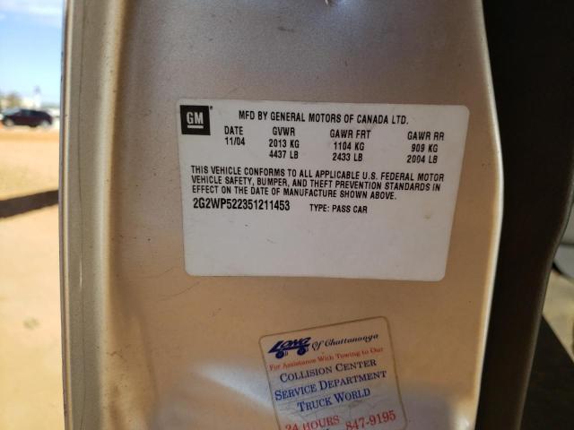 Photo 10 from auction – 2005 PONTIAC GRAND PRIX with VIN 2G2WP522351211453