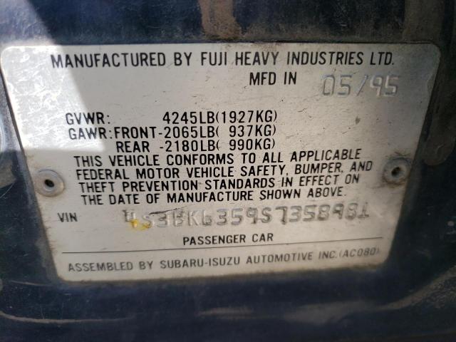 Photo 10 from auction – 1995 SUBARU LEGACY L with VIN 4S3BK6359S7358981