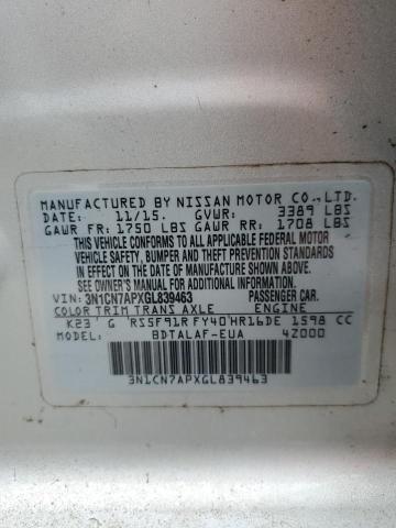 Photo 10 from auction – 2016 NISSAN VERSA S with VIN 3N1CN7APXGL839463